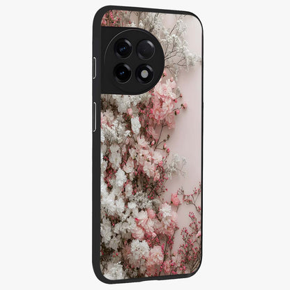 Blush Blossom Cloud Glass Case for 1+11R side perspective highlighting airy blush detailing and premium build