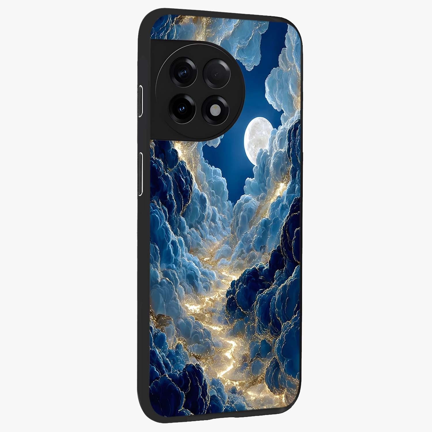 Celestial Cloud Path Glass Case for 1+11R side perspective highlighting airy cloud details and premium build