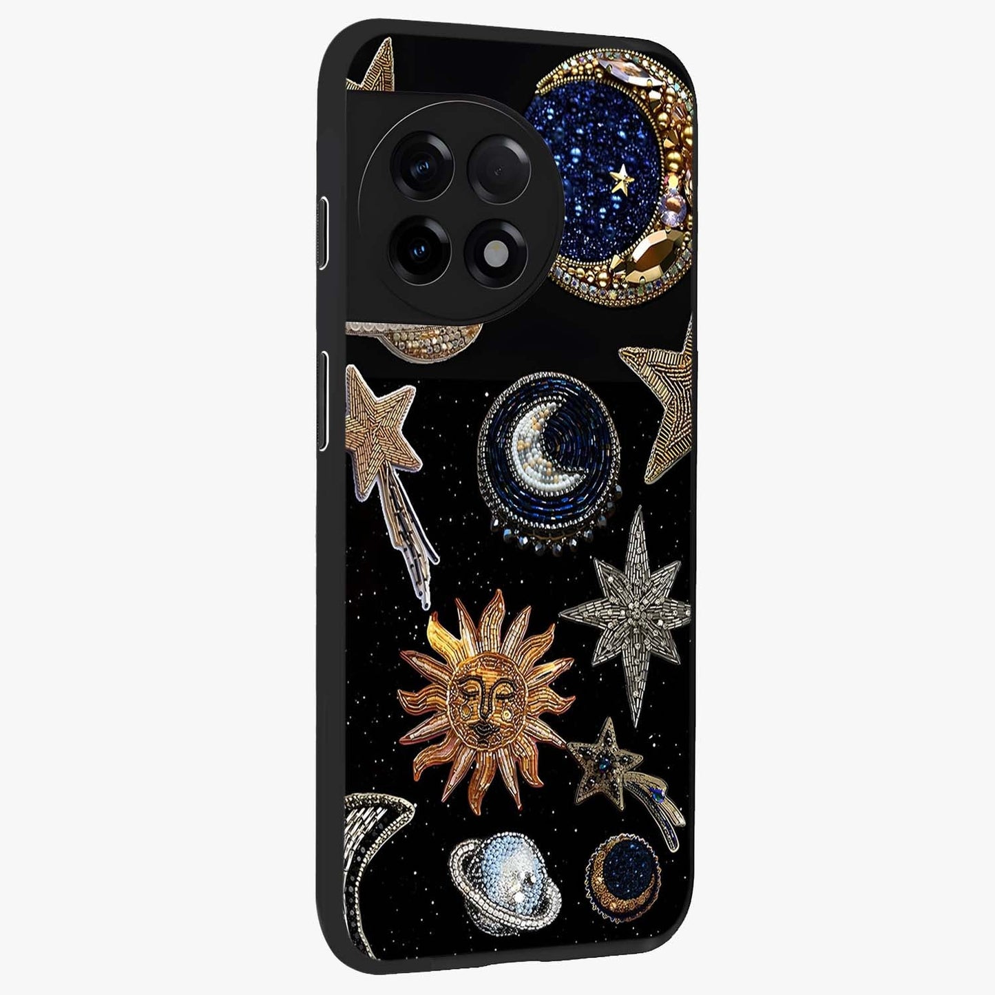 Celestial Gem Constellations Glass Case for 1+11R side perspective highlighting intricate star patterns and premium build