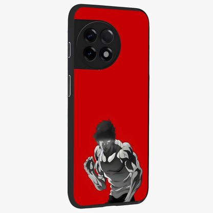 Crimson Power Rush Glass Case for 1+11R side perspective highlighting sharp detailing and premium sporty edge