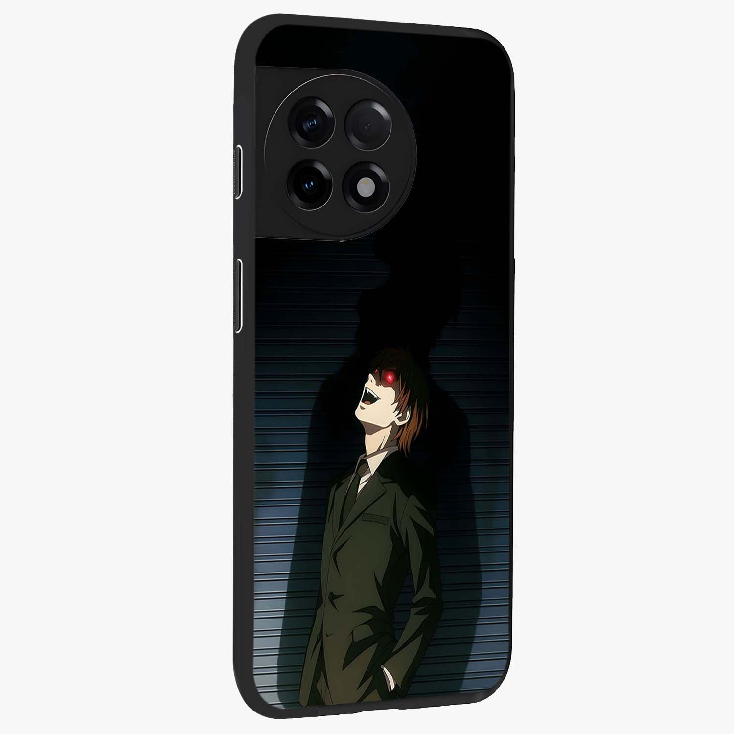Crimson Shadow King Glass Case for 1+11R side perspective highlighting dramatic contrast and premium finish