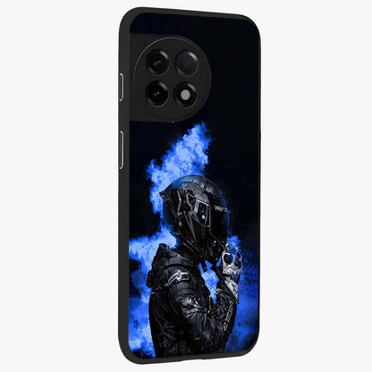 Cyber Sentinel Protocol Glass Case for 1+11R side perspective highlighting sharp digital textures and premium build