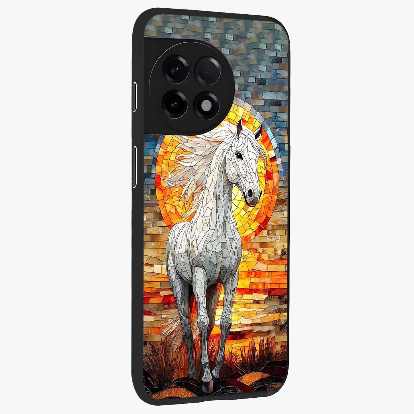 Elected Horse Glass Case for 1+11R side perspective highlighting strong textures and sleek premium build
