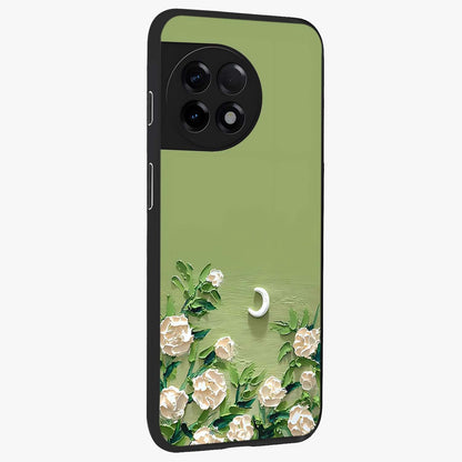 Emerald Bloom Calm Glass Case for 1+11R side perspective highlighting delicate bloom detailing and smooth edges