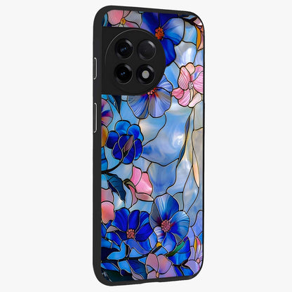 Eternal Floral Stained Glass Case for 1+11R side perspective highlighting colorful floral detailing and premium edge finish