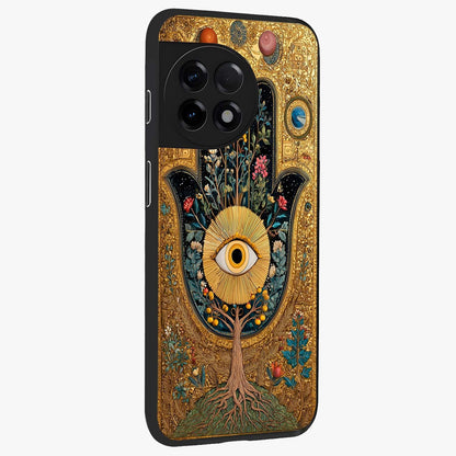 Ethereal Evil Eye Glass Case for 1+11R side perspective highlighting delicate protective detailing and smooth edges