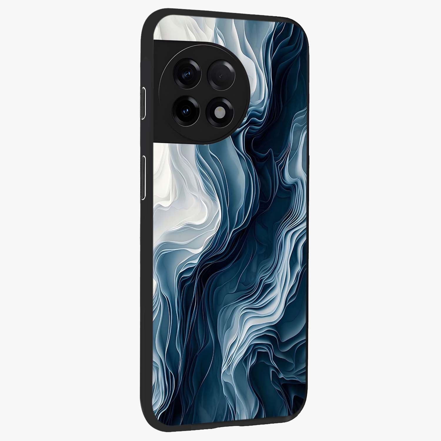 Ethereal Paper Marble Glass Case for 1+11R side perspective highlighting elegant marble detailing and premium build
