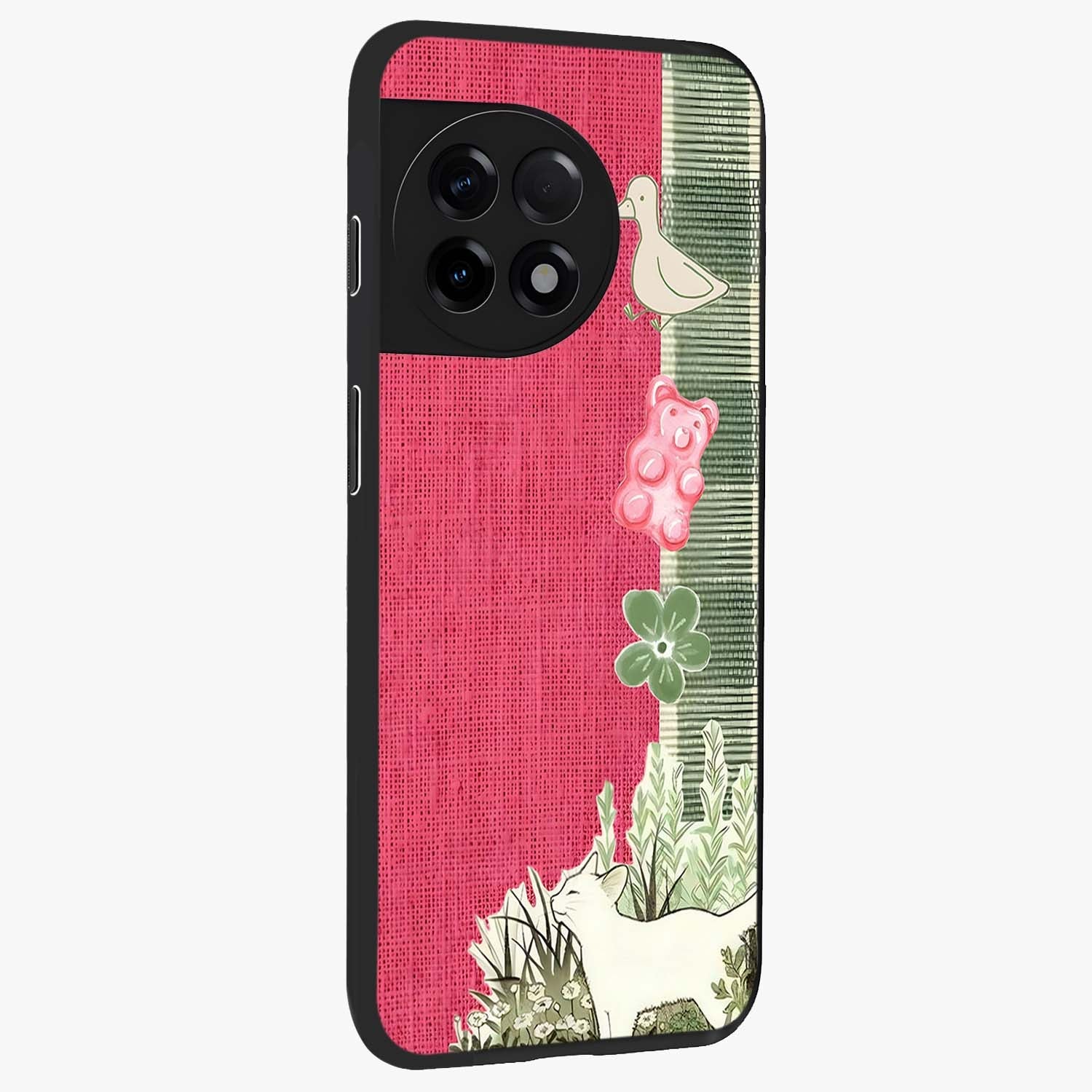 Fabric Patterns Glass Case for 1+11R side perspective highlighting woven texture design and smooth build