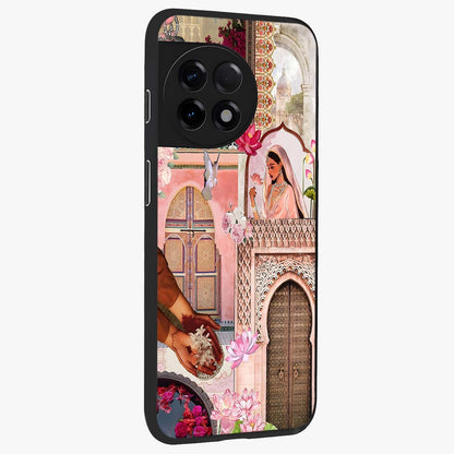 Floral Courtyard Muse Glass Case for 1+11R side perspective highlighting refined floral textures and smooth build