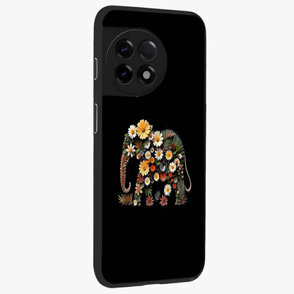 Floral Elephant Glass Case for 1+11R side perspective highlighting intricate artwork and smooth premium build