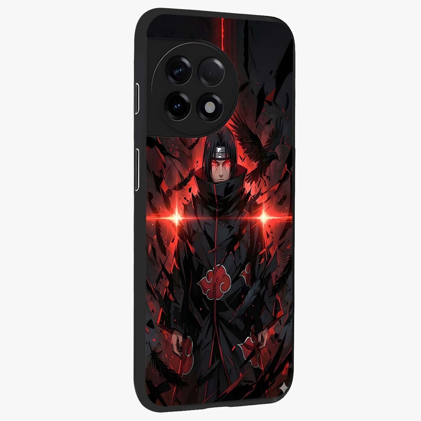 Focused Blade Discipline Glass Case for 1+11R side perspective highlighting sleek weapon inspired textures and premium edges