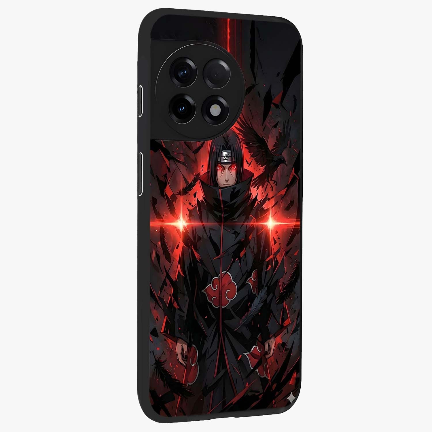 Focused Blade Discipline Glass Case for 1+11R side perspective highlighting sleek weapon inspired textures and premium edges