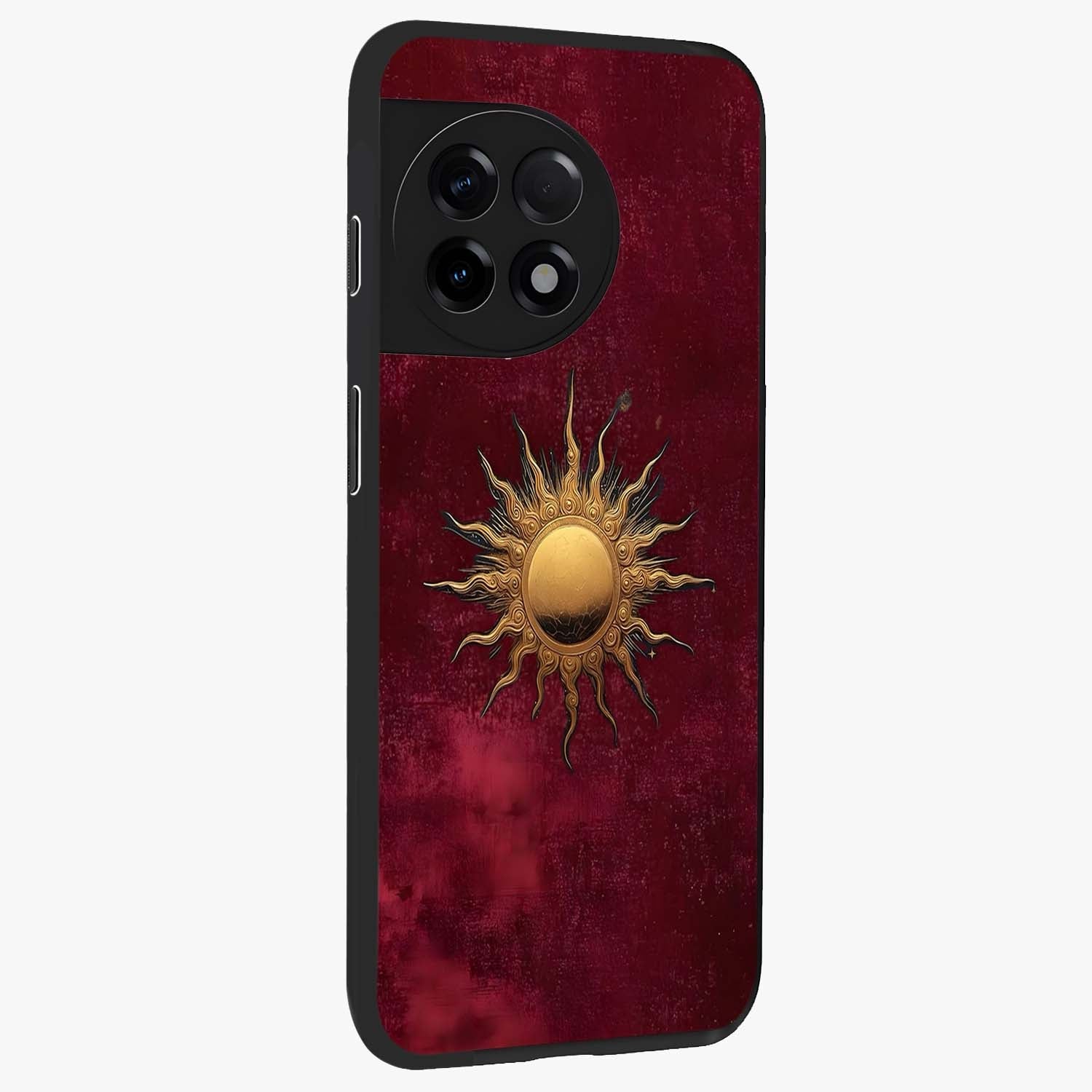 Golden Bloom Fields Glass Case for 1+11R side perspective highlighting delicate bloom textures and premium edges