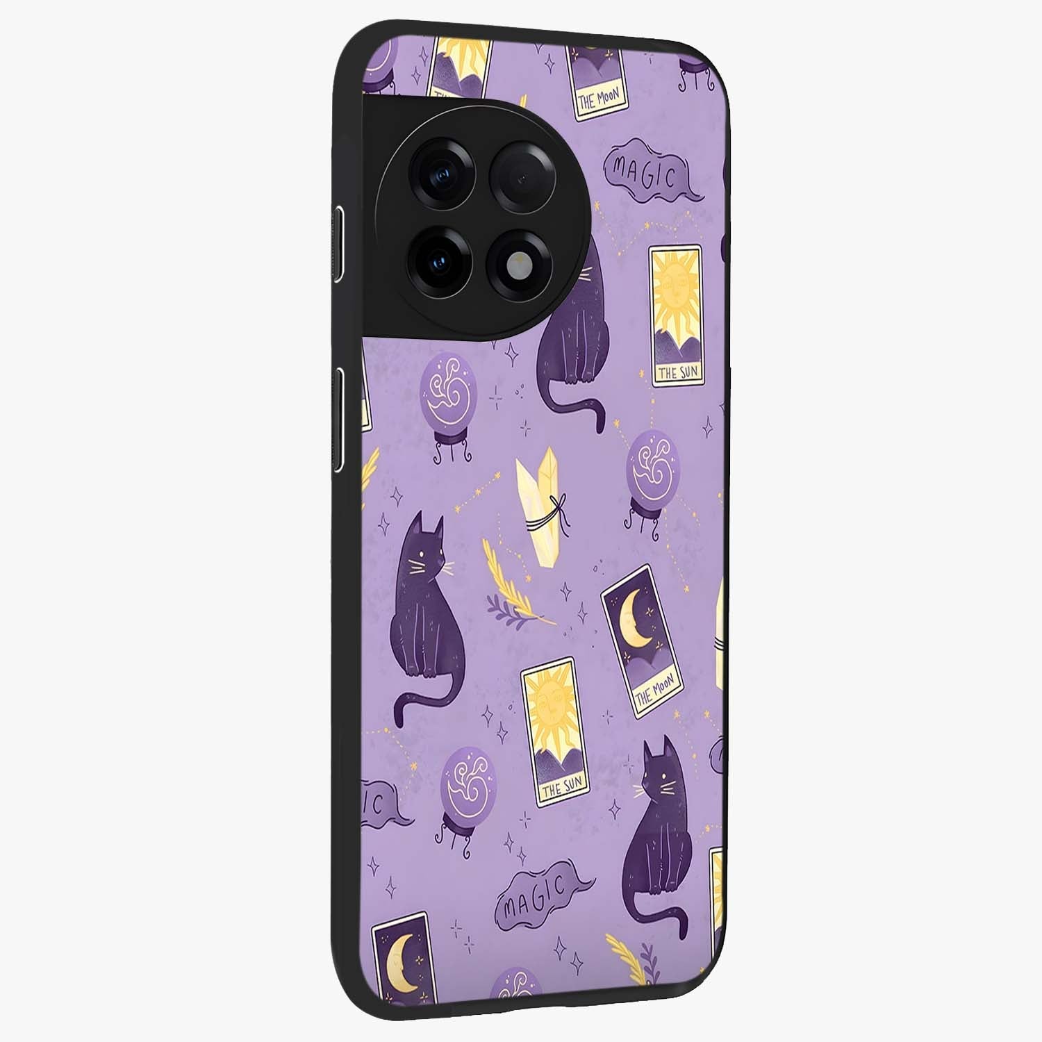 Humble Magic Cats Glass Case for 1+11R displayed upright for cute mystical visibility and premium finish.