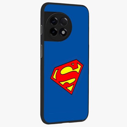 Legendary Hero Emblem Glass Case for 1+11R side perspective highlighting sharp emblem textures and premium edges
