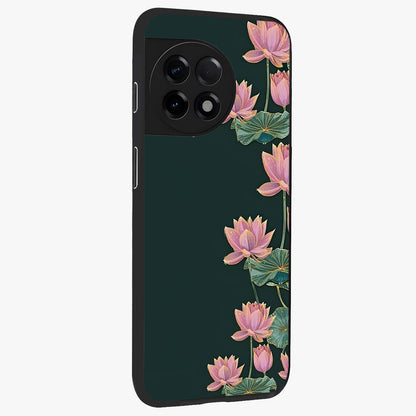 Lotus Bloom Serenity Glass Case for 1+11R side perspective highlighting delicate petal textures and premium edges
