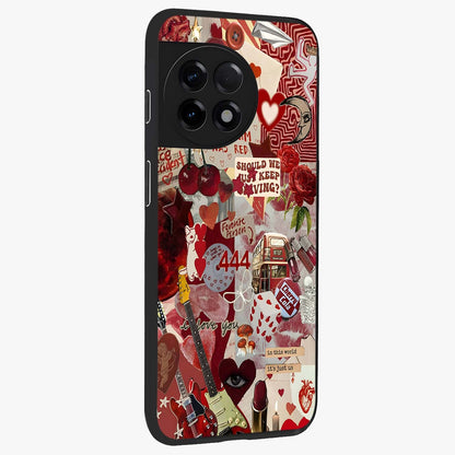 Lover’S Red Chaos Glass Case for 1+11R side perspective highlighting edgy detailing and premium build