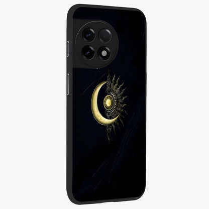 Mystic Lunar Flame Glass Case for 1+11R side perspective highlighting intense flame textures and premium build