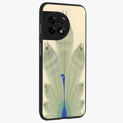 Peacock Feather Grace Glass Case for 1+11R side perspective highlighting intricate plume textures and premium edges