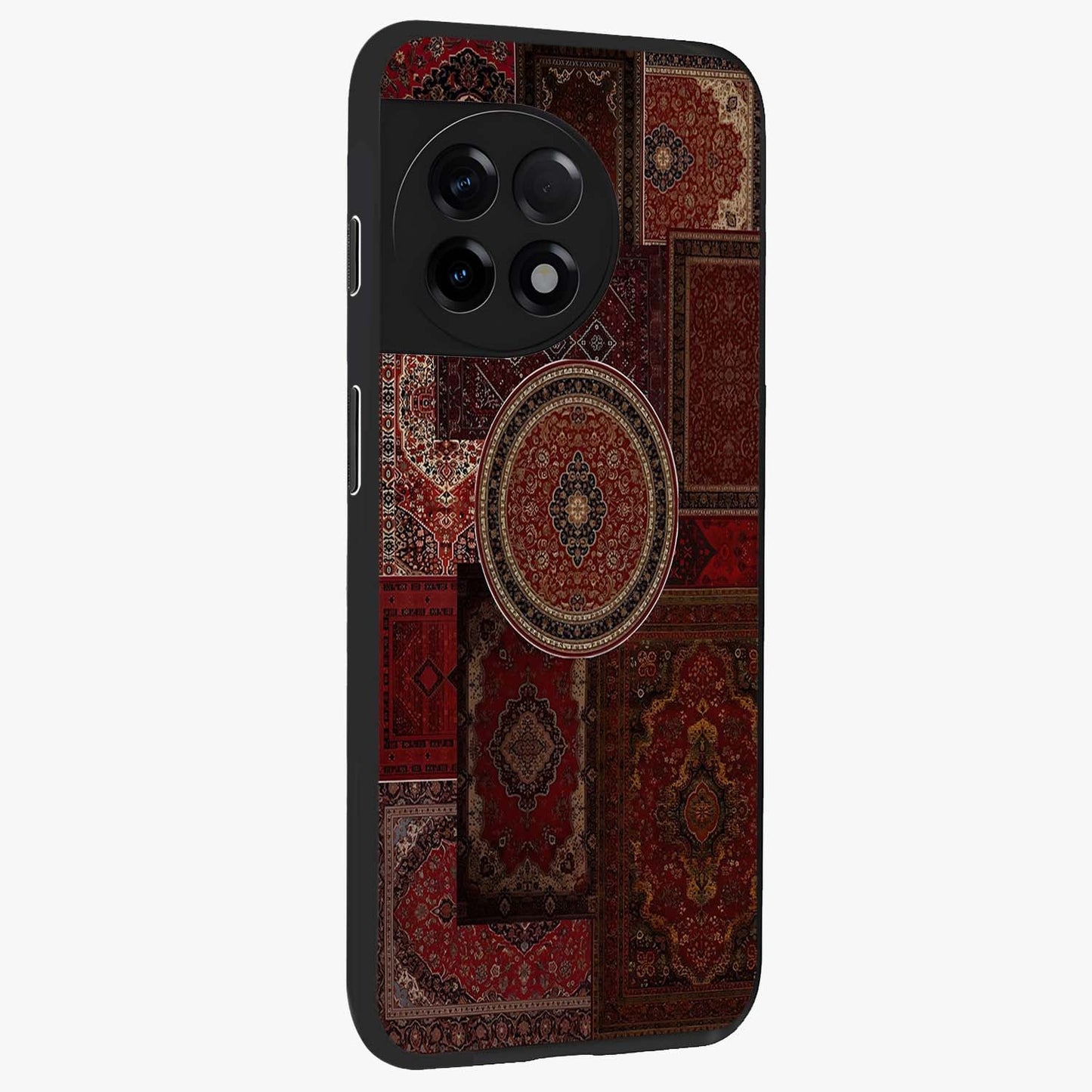 Persian Heritage Collage Glass Case for 1+11R side perspective highlighting cultural textures and premium edges