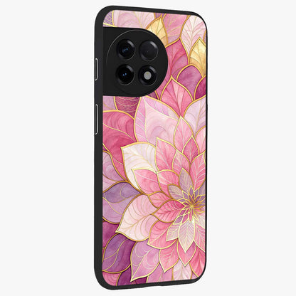 Petal Luxe Bloom Glass Case for 1+11R side perspective highlighting elegant textures and premium edge finish