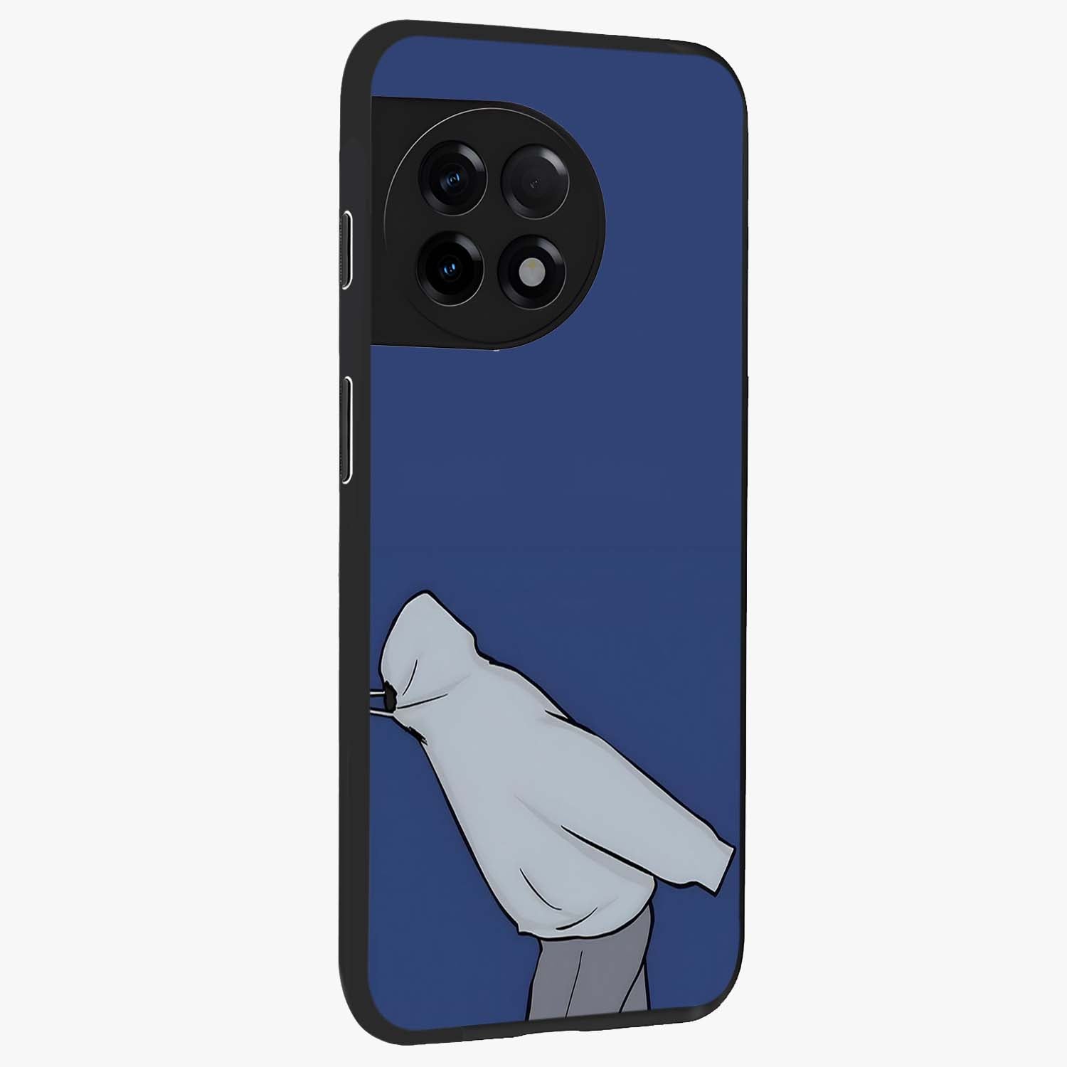 Quiet Painful Love Glass Case for 1+11R side perspective highlighting subtle detailing and smooth premium build