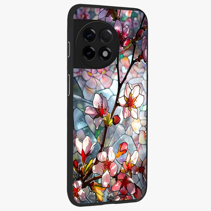 Radiant Bloom Glow Glass Case for 1+11R side perspective highlighting radiant textures and sleek premium build