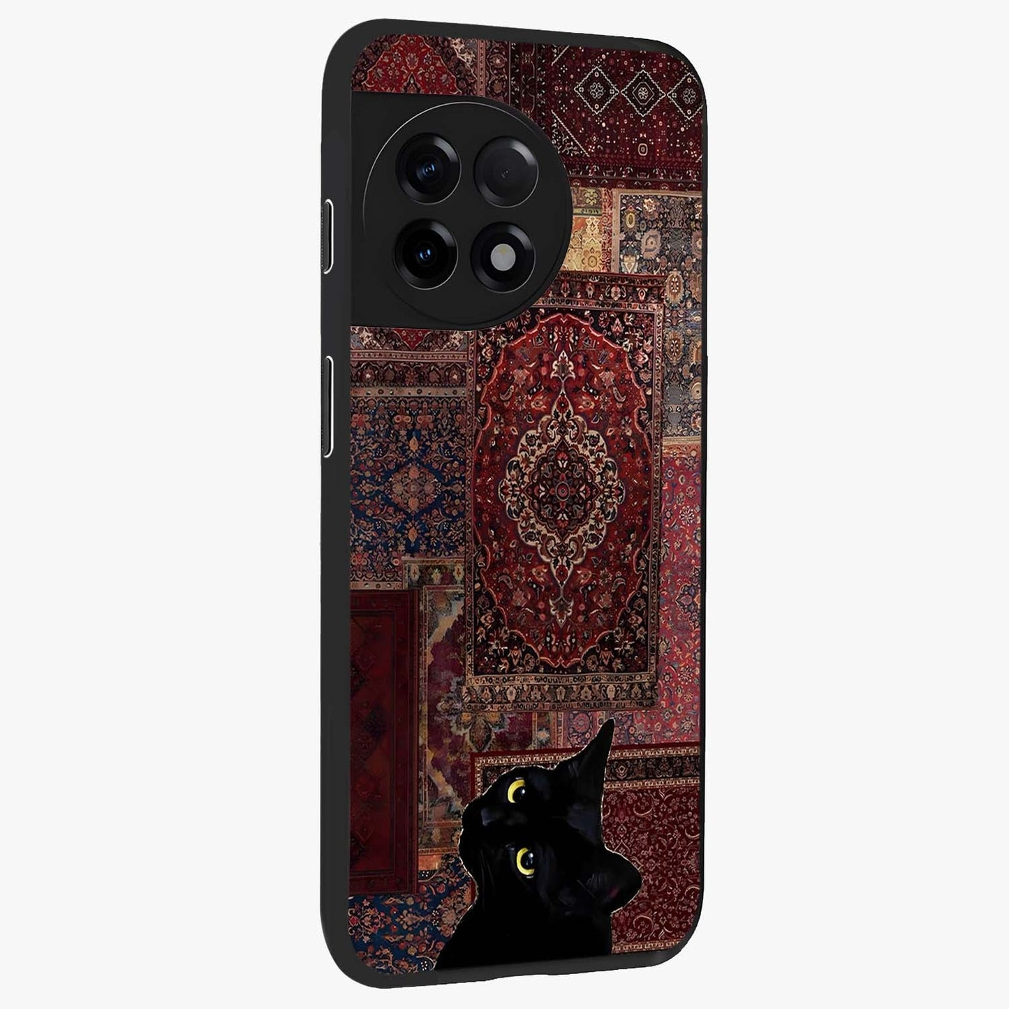 Regal Magic Cat Apple Glass Case for 1+11R side perspective highlighting cute character textures and smooth build