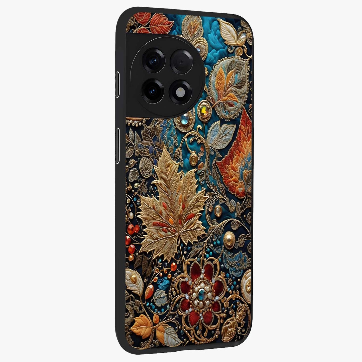 Royal Jewel Garden Glass Case for 1+11R side perspective highlighting intricate detailing and premium edges