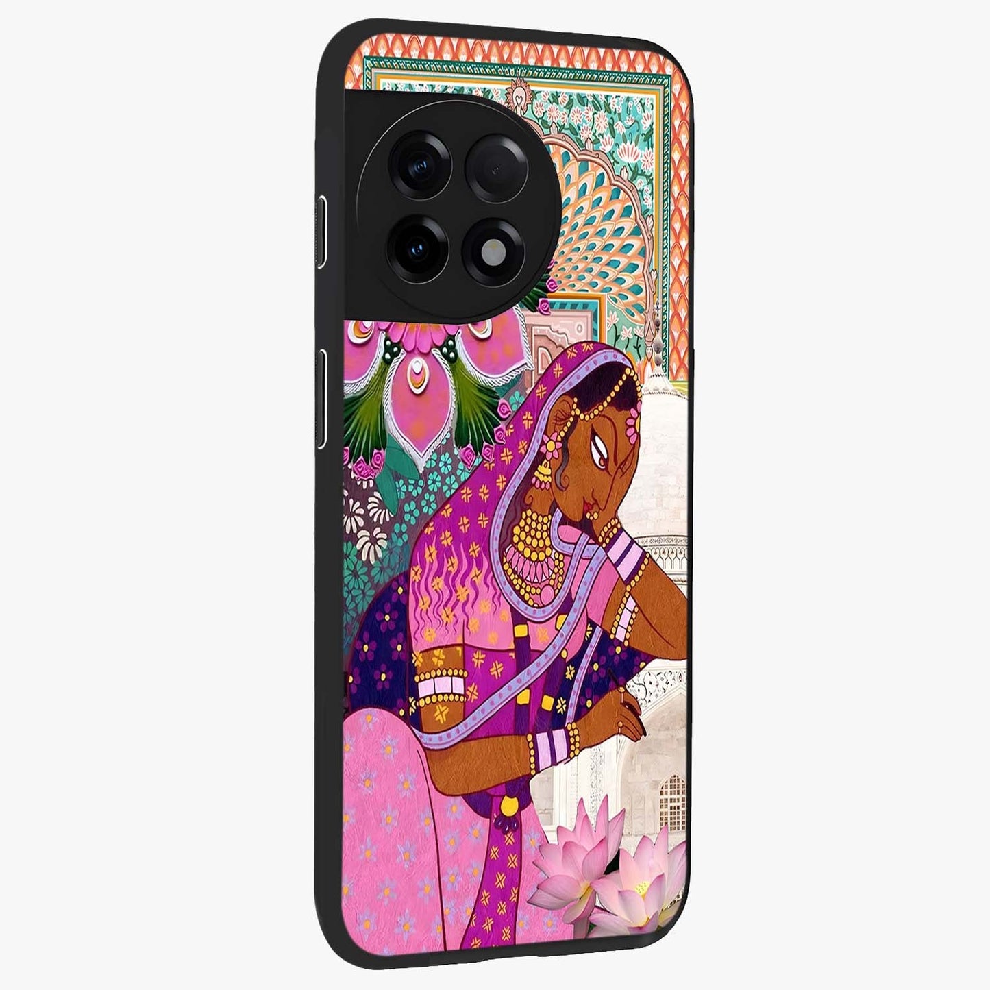 Royal Lotus Muse Glass Case for 1+11R side perspective highlighting serene textures and smooth build