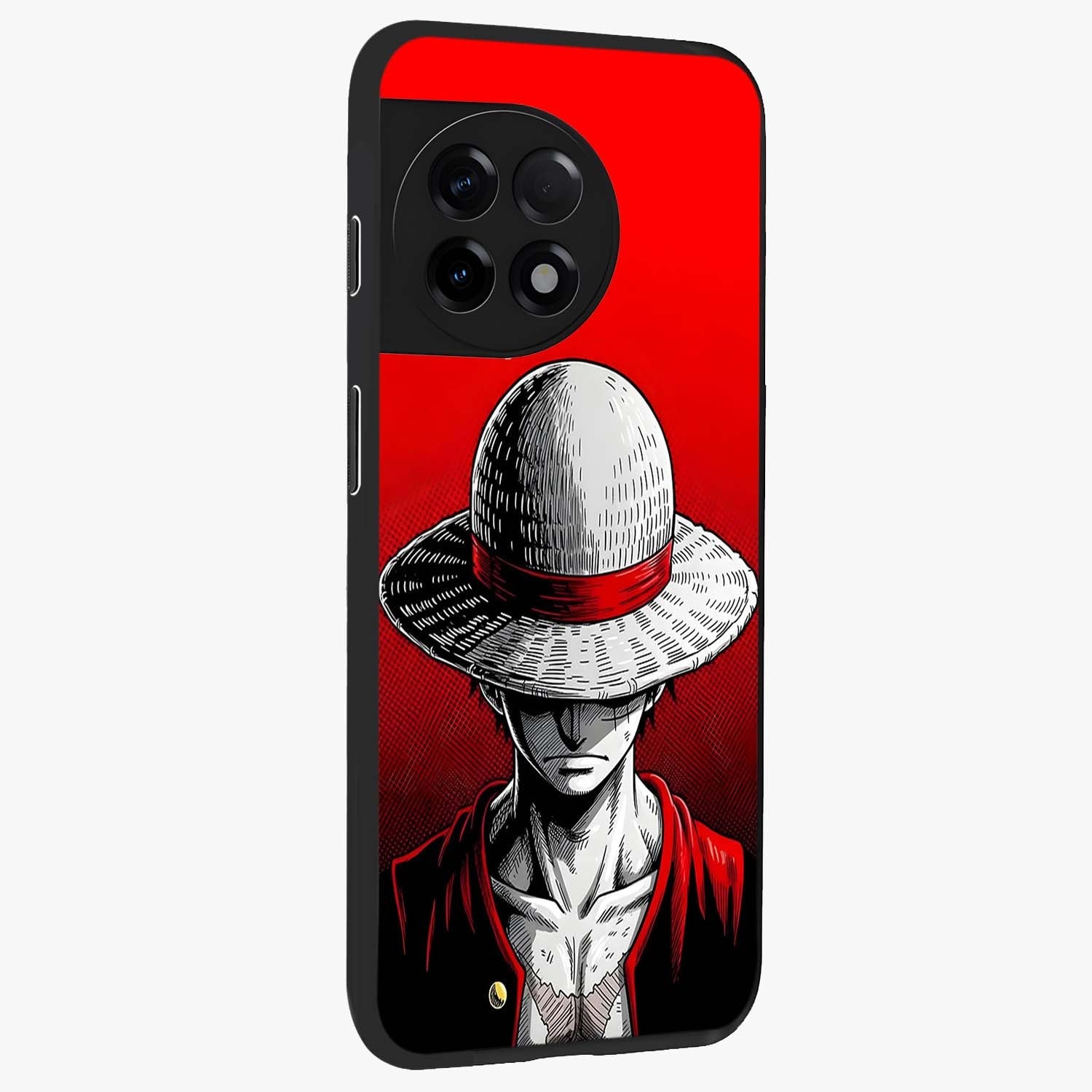Scarlet Pirate Resolve Glass Case for 1+11R side perspective highlighting strong character detailing and sleek premium build