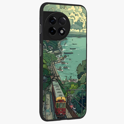 Seaside Train Ride Glass Case for 1+11R side perspective highlighting detailed scenery textures and premium edges