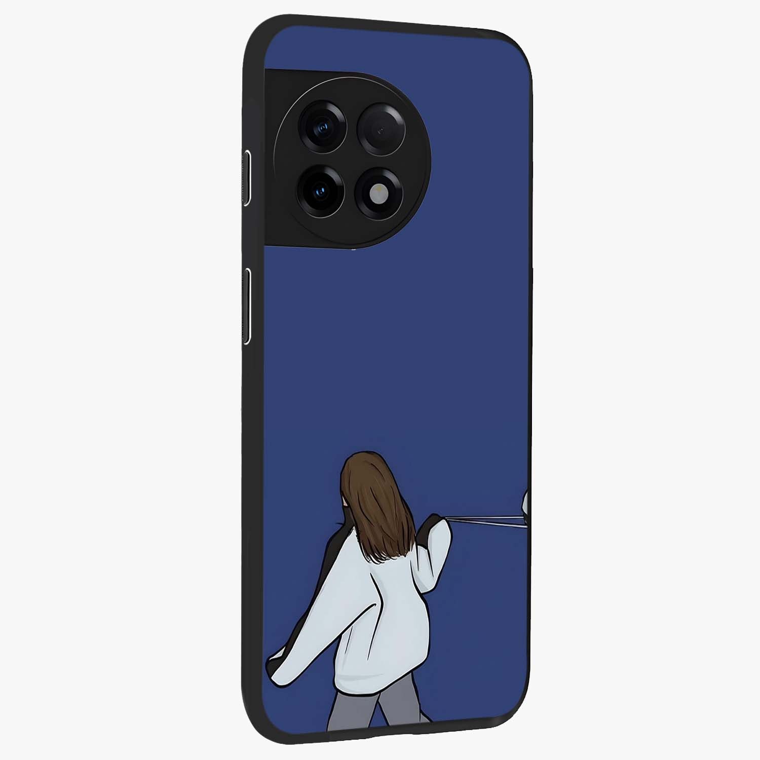 Silent Distance Love Glass Case for 1+11R side perspective highlighting delicate textures and premium edges