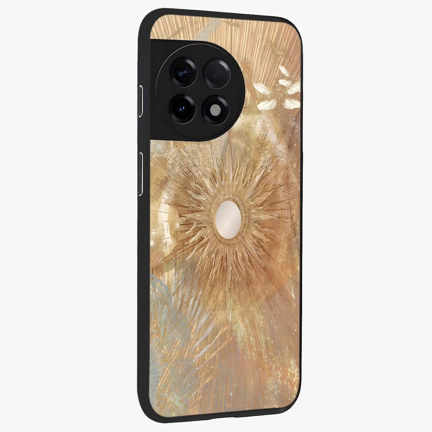 Silken Whirl Glass Case for 1+11R side perspective highlighting fluid textures and sleek premium build