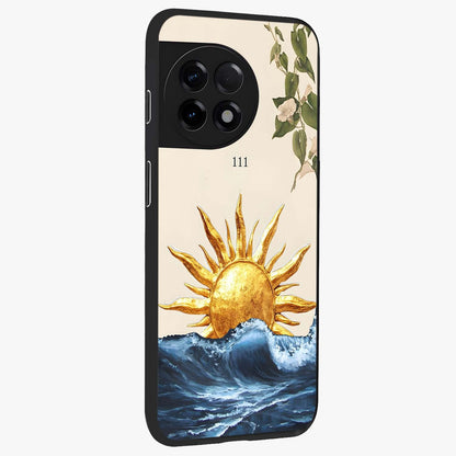 Solar Wave Bloom Glass Case for 1+11R side perspective highlighting radiant textures and premium edges
