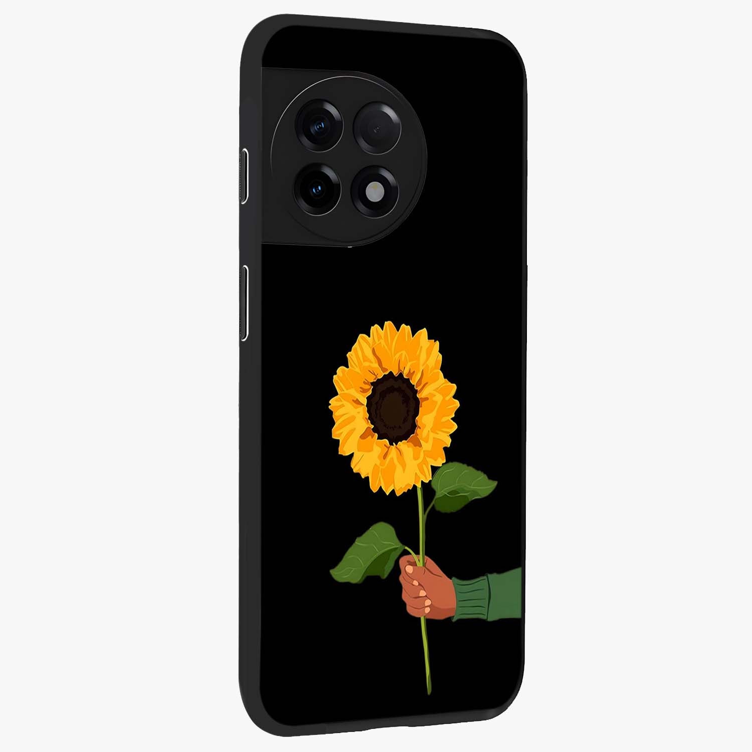 Sun Moon Stormy Sky Glass Case for 1+11R side perspective highlighting intense sky textures and premium edges