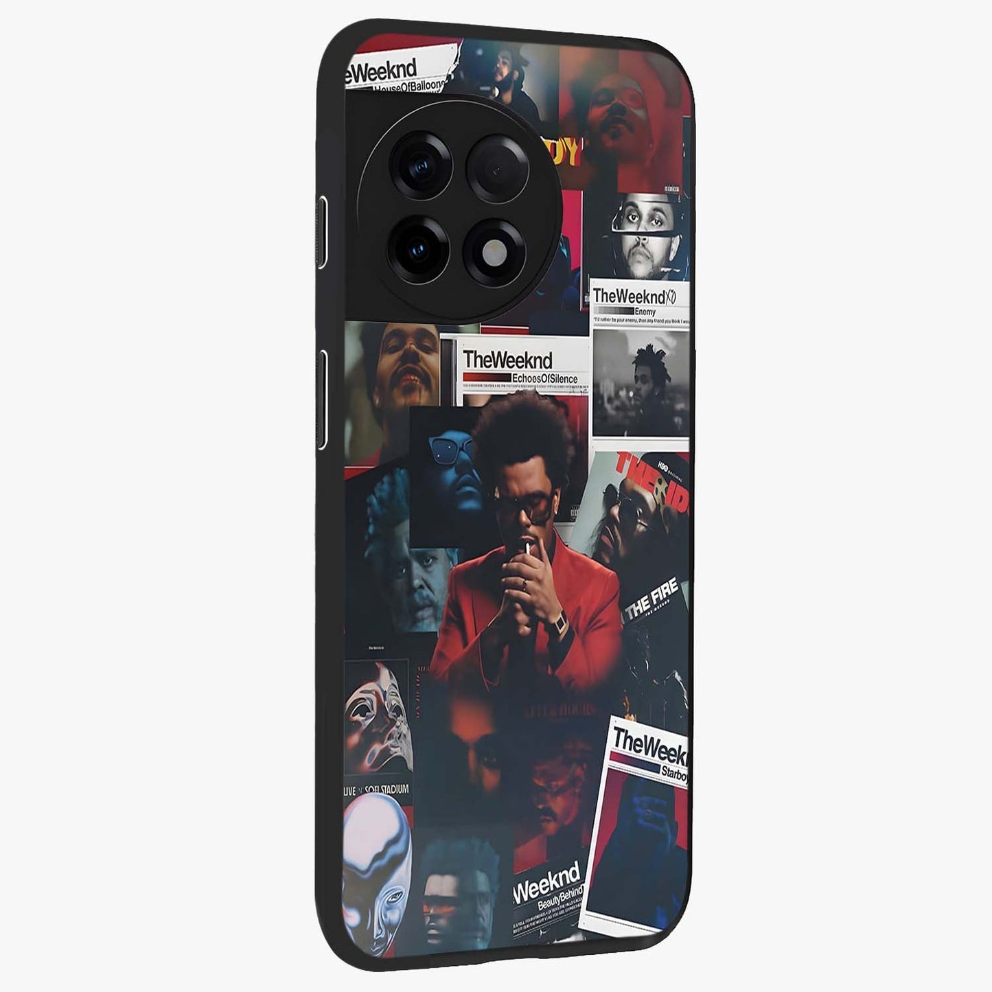 The Weeknd Glass Case for 1+11R side perspective highlighting sleek graphic textures and smooth build