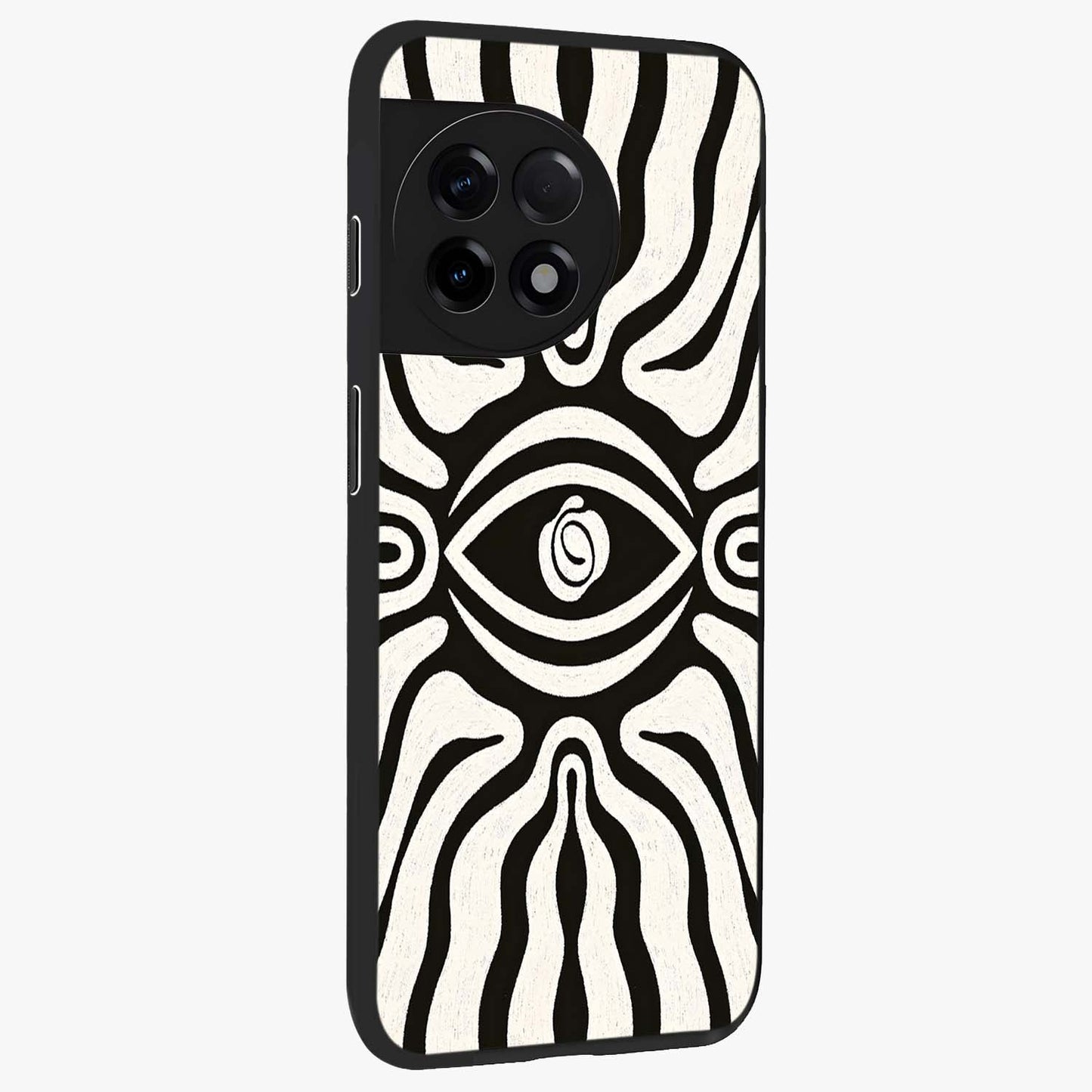 Trancewave Illusion Art Glass Case for 1+11R side perspective highlighting dynamic wave textures and premium edges