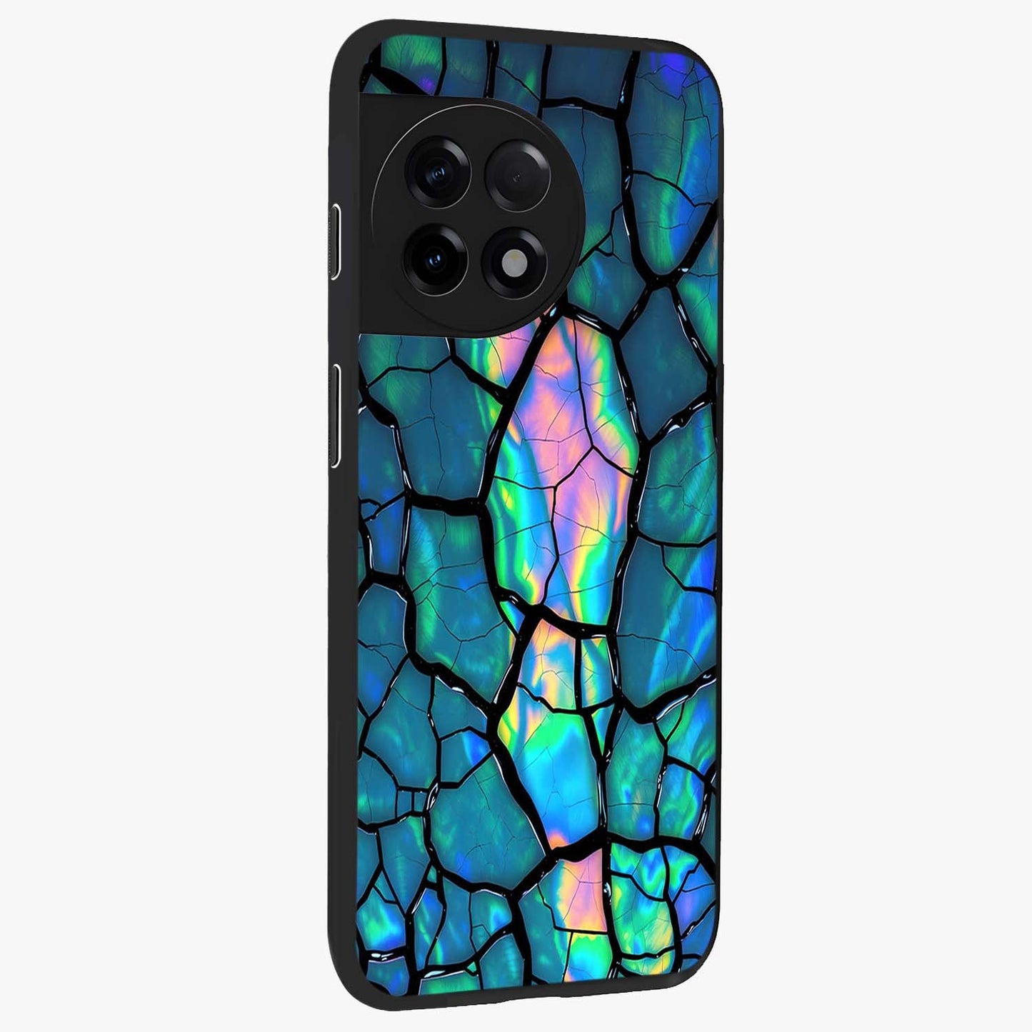 Tropical Wing Vibe Glass Case for 1+11R side perspective highlighting dynamic textures and sleek premium build