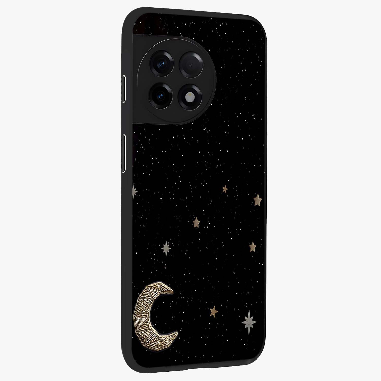Twinkle Star With Half Moon Glass Case for 1+11R side perspective highlighting glowing star textures and smooth build