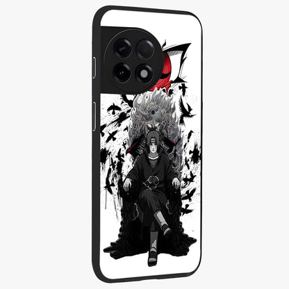Uchiha Shadow Throne Glass Case for 1+11R side perspective highlighting bold character textures and premium edges