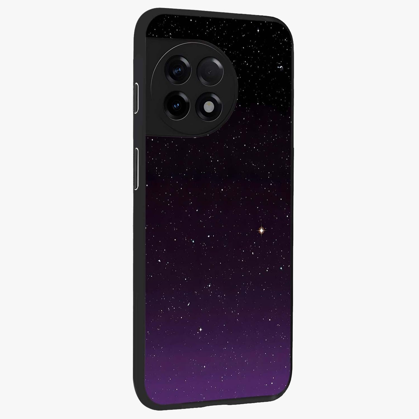 Violet and Black Shade Glass Case for 1+11R side perspective highlighting smooth gradient textures and sleek build