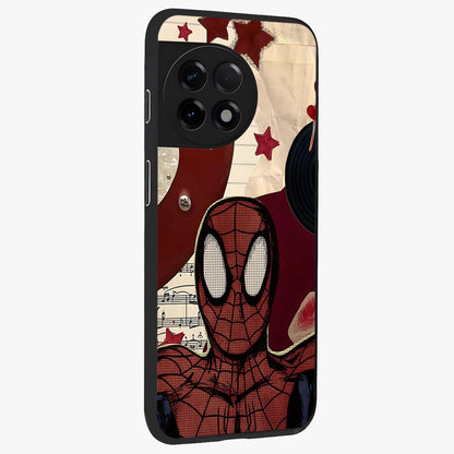 Web Warrior Vibes Glass Case for 1+11R side perspective highlighting energetic textures and premium edges