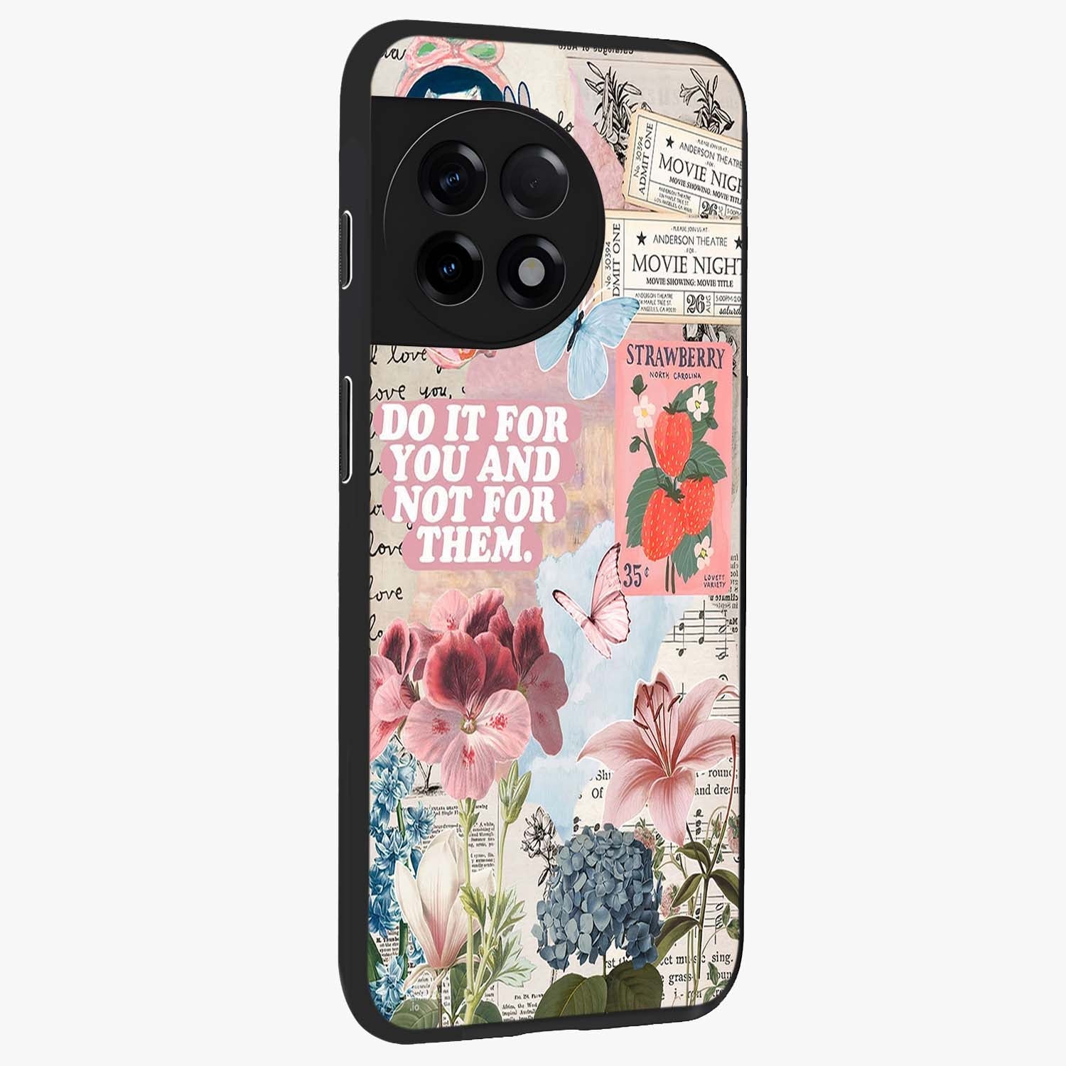 Whimsical Vintage Aesthetic Glass Case for 1+11R side perspective highlighting delicate vintage textures and premium edges