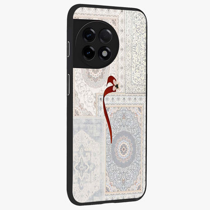 White Aesthetic Bow Glass Case for 1+11R side perspective highlighting subtle textures and smooth premium build
