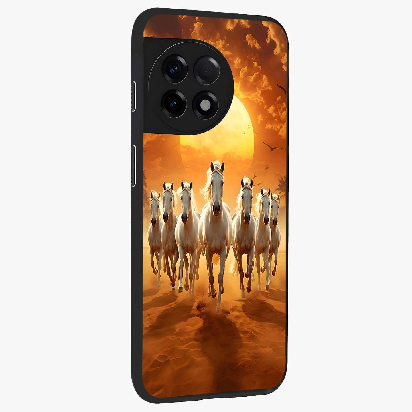 Wild Sunset Majesty Glass Case for 1+11R side perspective highlighting vibrant horizon textures and sleek premium build