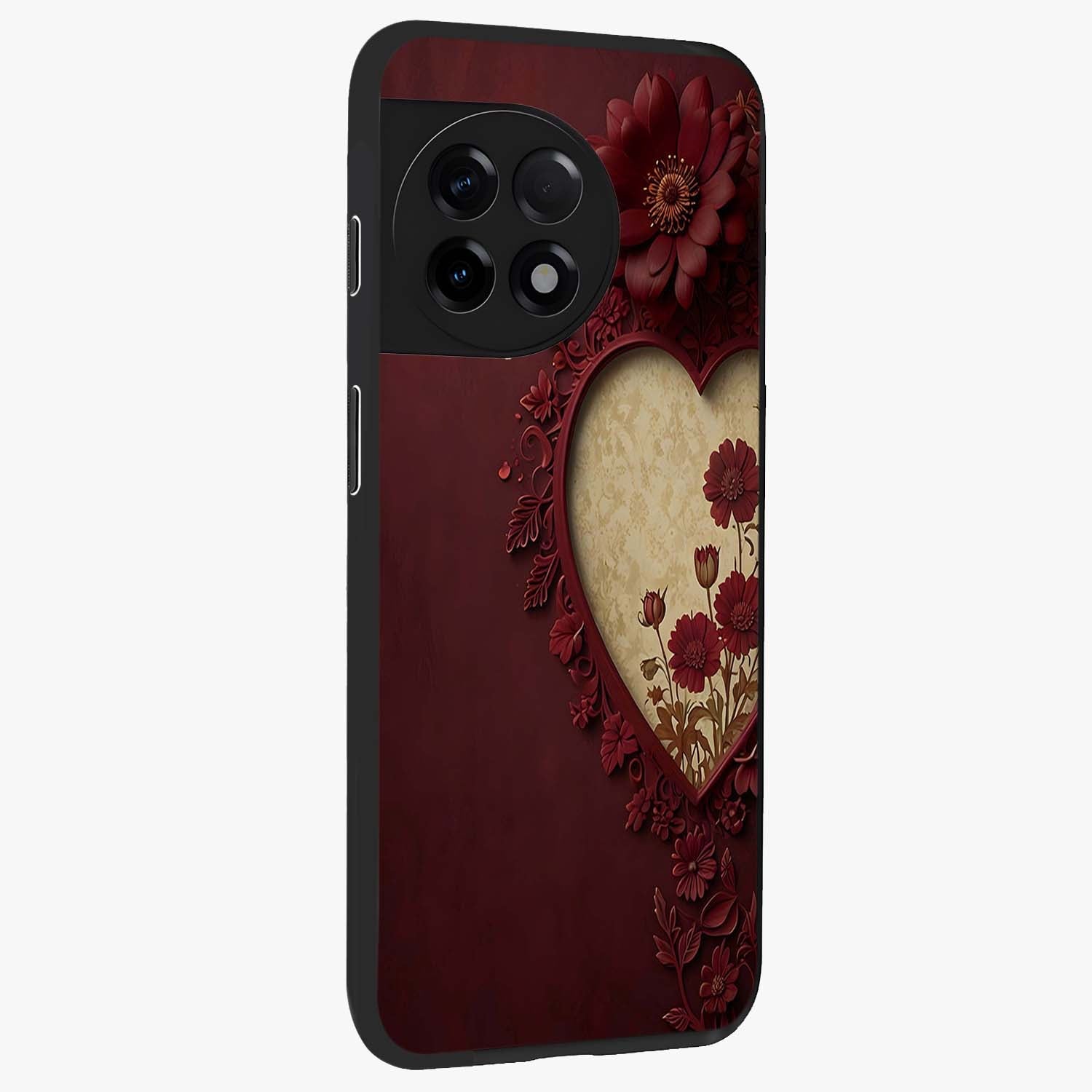 Wine Heart Vintage Art Glass Case for 1+11R side perspective highlighting classic textures and premium edges