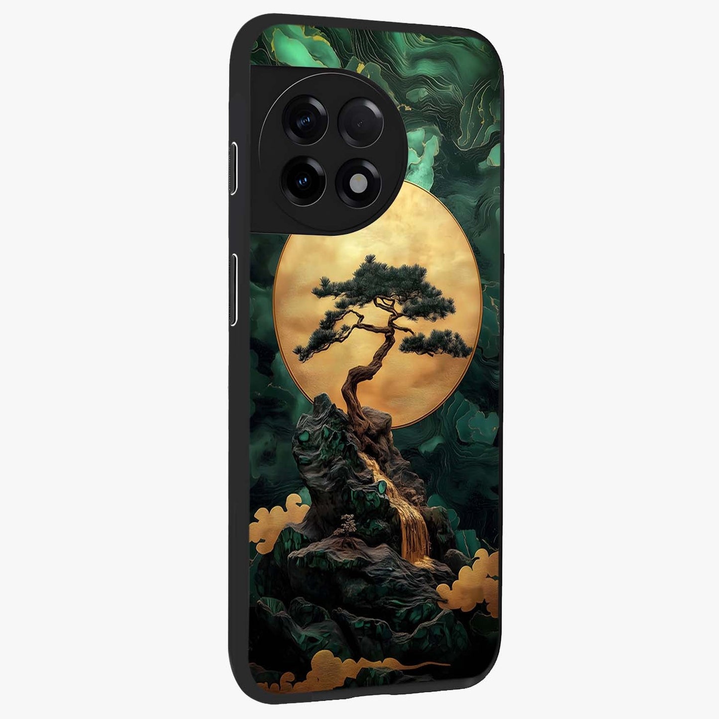 Zen Moon Rise Glass Case for 1+11R side perspective highlighting subtle lunar textures and premium edges