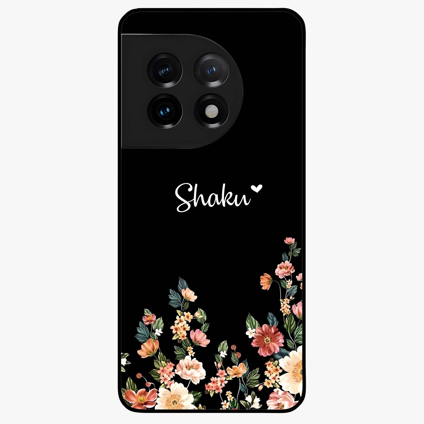 Floral Design With a Custom Personalized Name Glass Case for OnePlus 11 |1+11