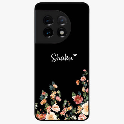Floral Design With a Custom Personalized Name Glass Case for OnePlus 11 |1+11
